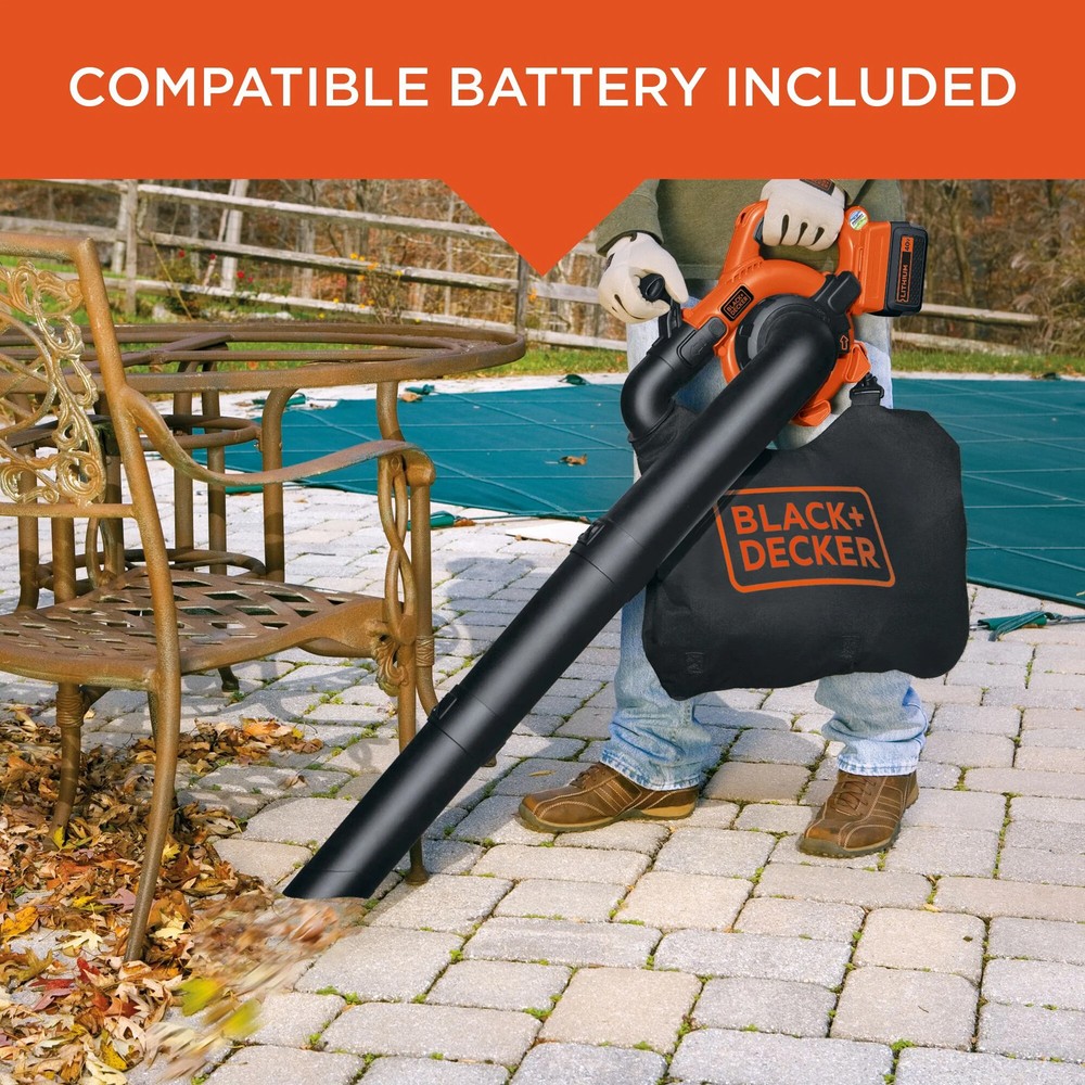 BLACK+DECKER 40V MAX* Leaf Blower/Leaf Vacuum Kit, Cordless - LSWV36