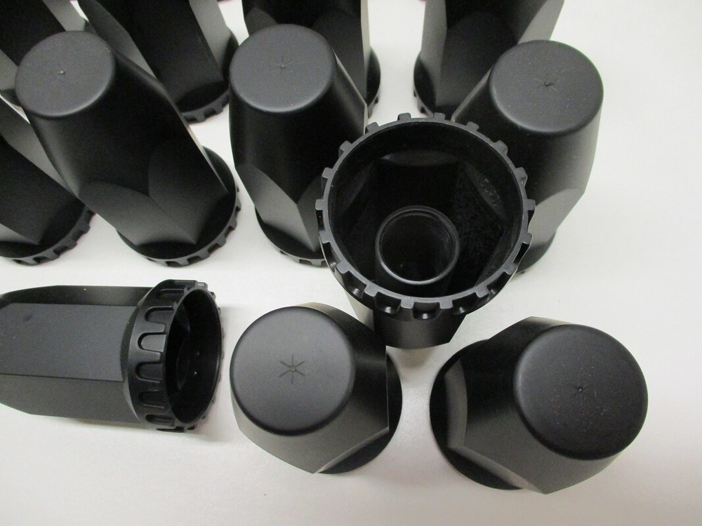 (20) Wheel Lugnut Black Plastic 33mm Thread On Nut Covers Caps / 4"