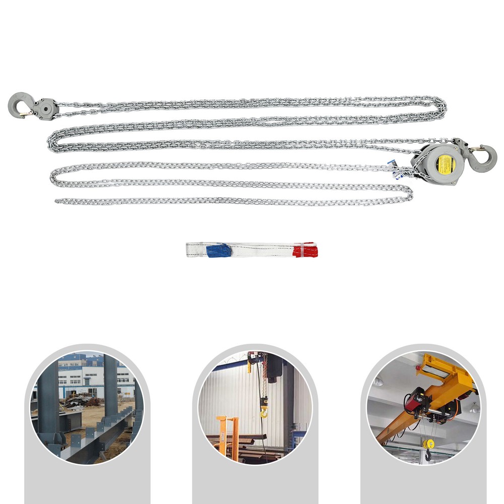 3Ton Hand Chain Hoist With 20FT Lifting Chain Hook Latch Overhead Rigging