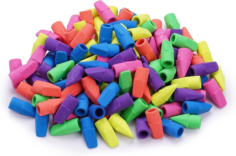 Pencil Erasers Caps Bulk, Ezzgol 128 Pcs Top Cap, 6 6 Colors