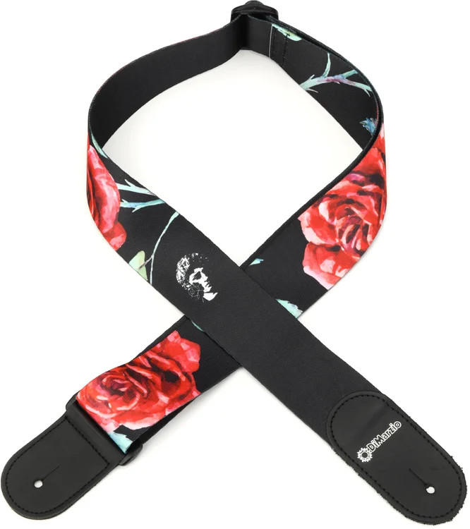 DiMarzio DD3146 Polyphia Tab Strap, 2" Rose On Black Design
