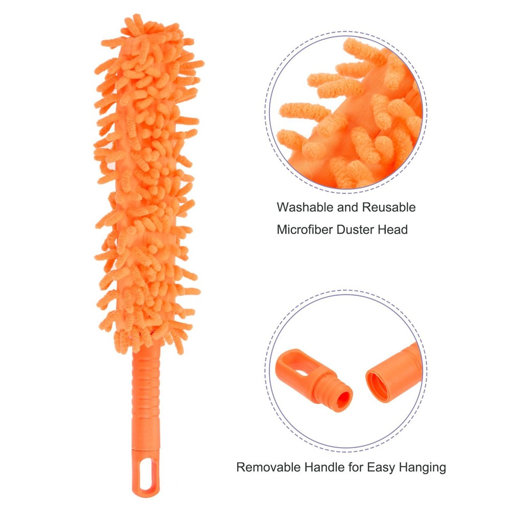 Microfiber Washable Cleaning Dust Double Side Cleaning, Orange, 2pcs