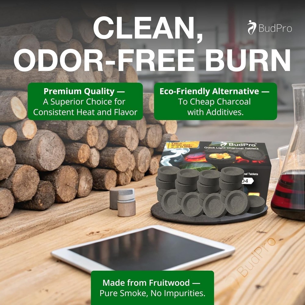 Quick Light Charcoal Tablets 33mm – 40 Tablets (4 Rolls) Fast Lighting Charco...