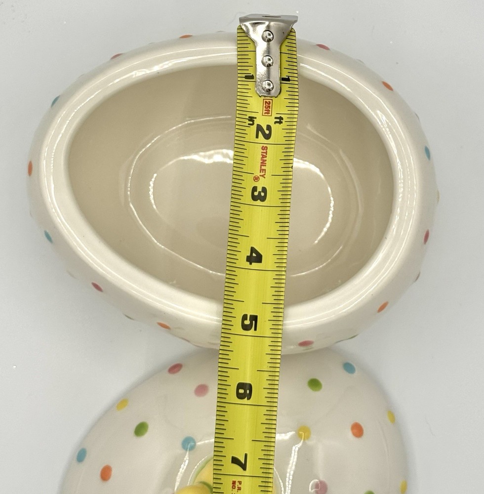 Hallmark Easter chick on egg bowl with lid polka dot Rare