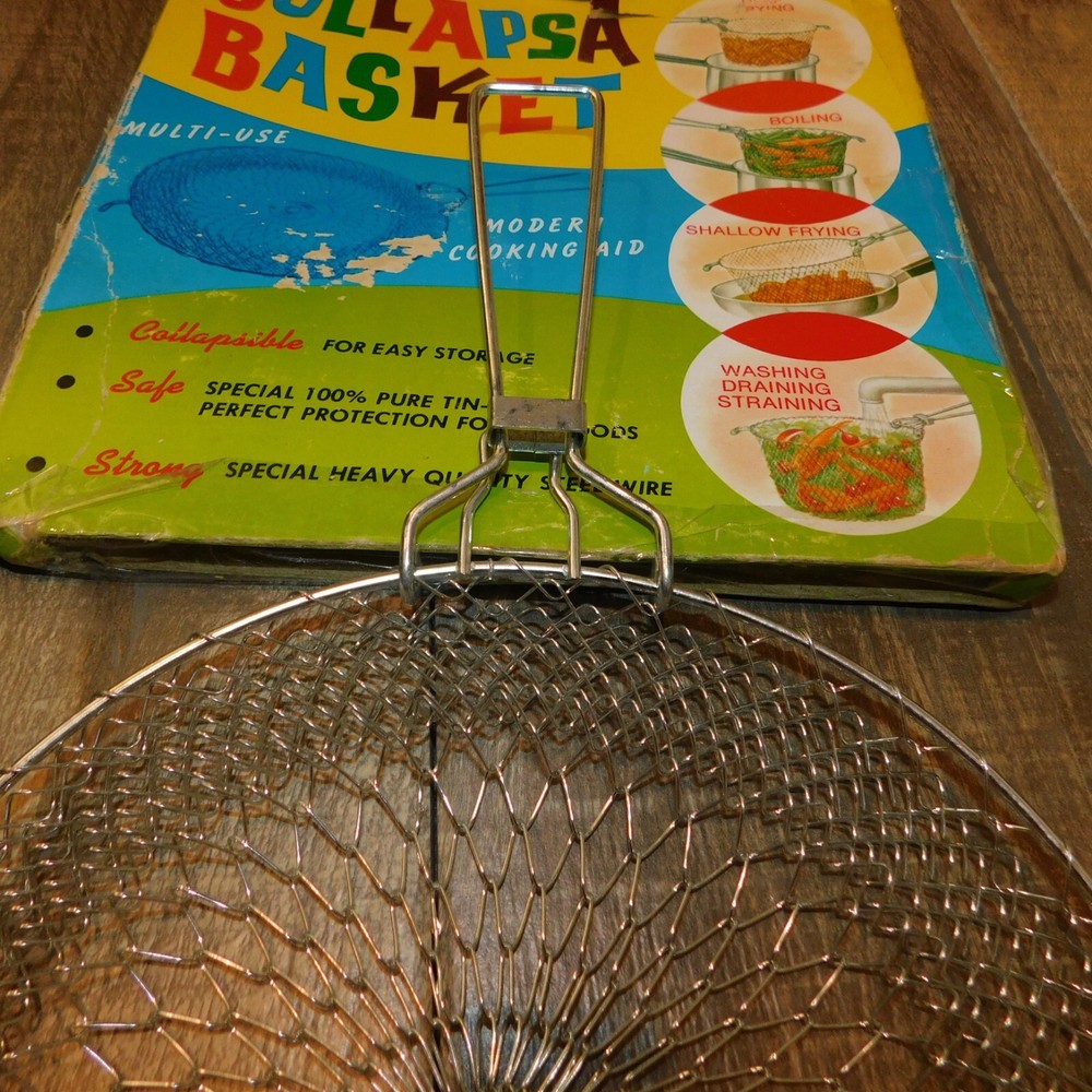 Vintage COLLAPSA BASKET Multi Use Modern Cooking Wire Strainer With Original Box