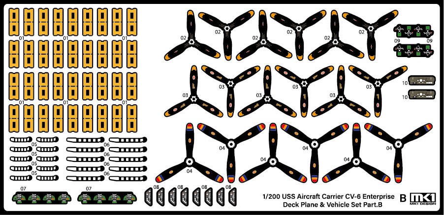 1/200 KA Models WWII US DECK PLANE SET for CV-6 Enterprise