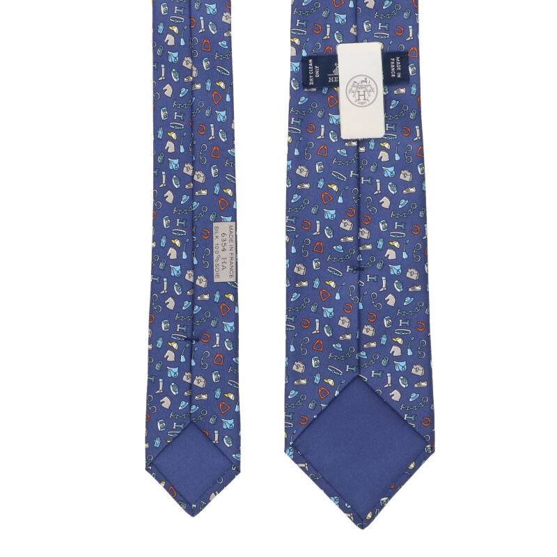 Hermes tie accessory all over pattern silk tie used BS99