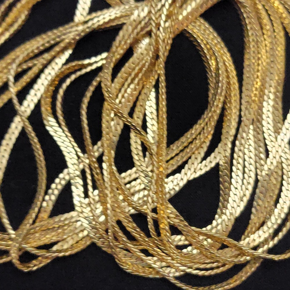Gold Tone Herringbone Flat & Link Chains, Unfinished Bulk, No Closure