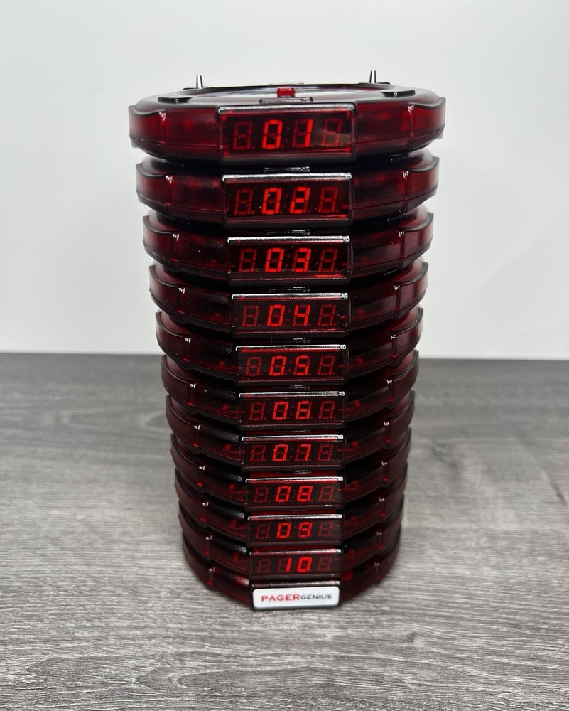 Pager Genius 10 Restaurant Coaster Pagers *Complete Paging System*