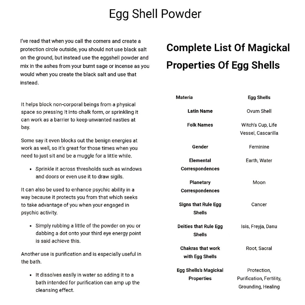 Egg Shell Powder For Protection 8 Oz.