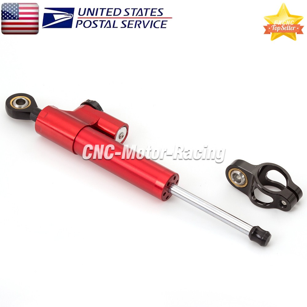 Adjustable CNC Steering Damper Stabilizer Linear Shock Aluminum Motorcycle Red