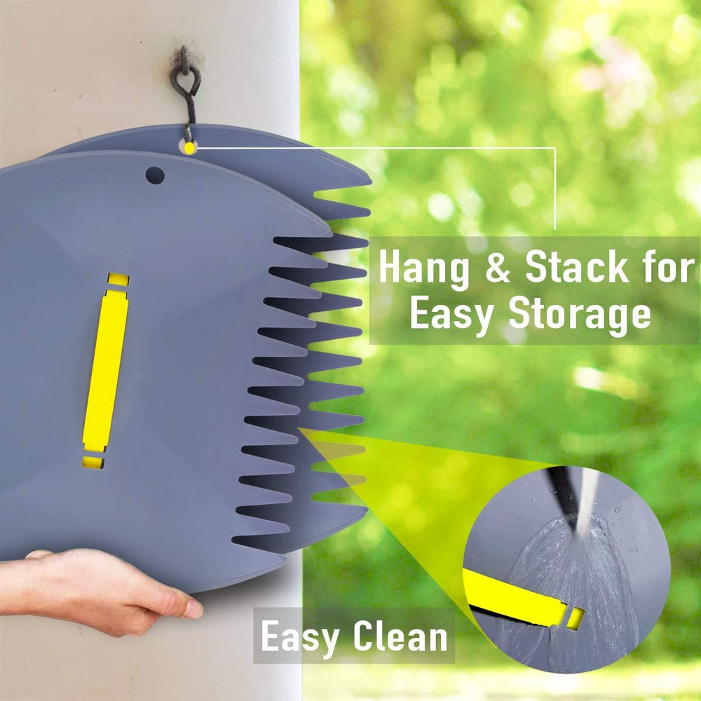 Leaf Scoops Hand Rake, Lightweight Leaf Grabber,Grey Leaf Collector, Leaf Picker