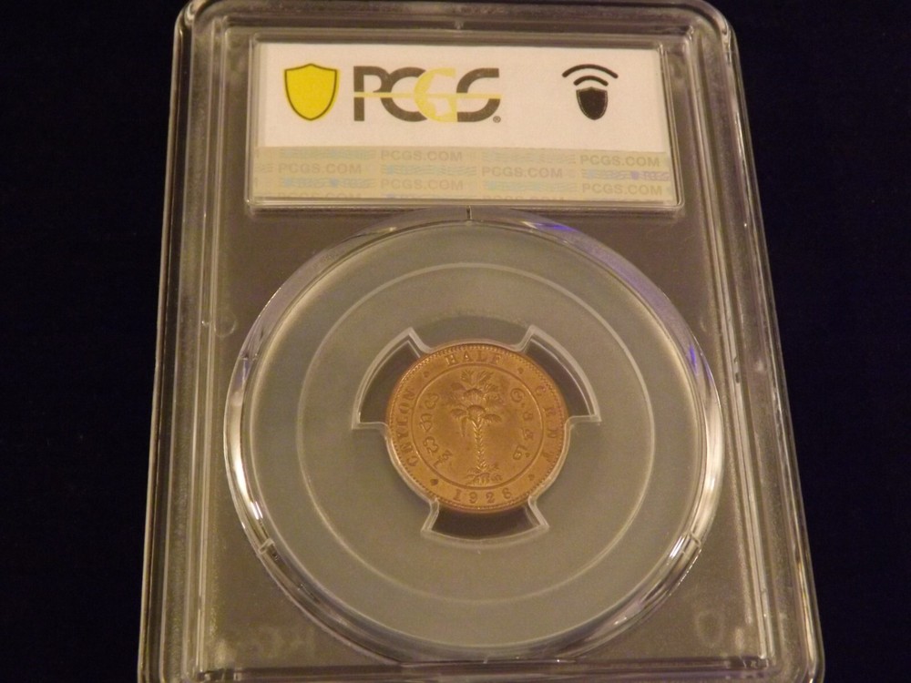 1926 1/2 C CEYLON PCGS MS 65 RB