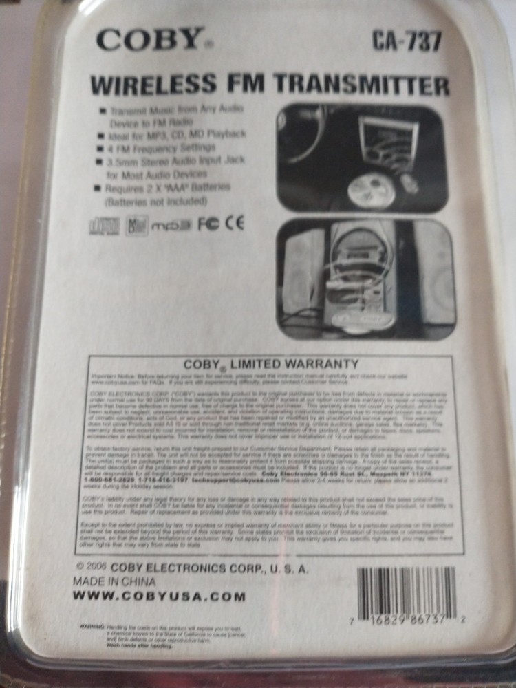 Coby CA737 Wireless FM Transmitter + FREE Gift