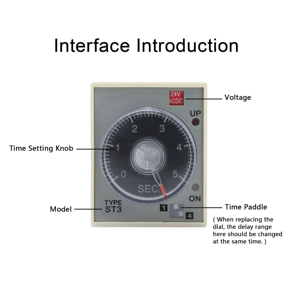 (DC24V)BERM Time Relay Adjustable Power On Timer Delay Accessory Replacement