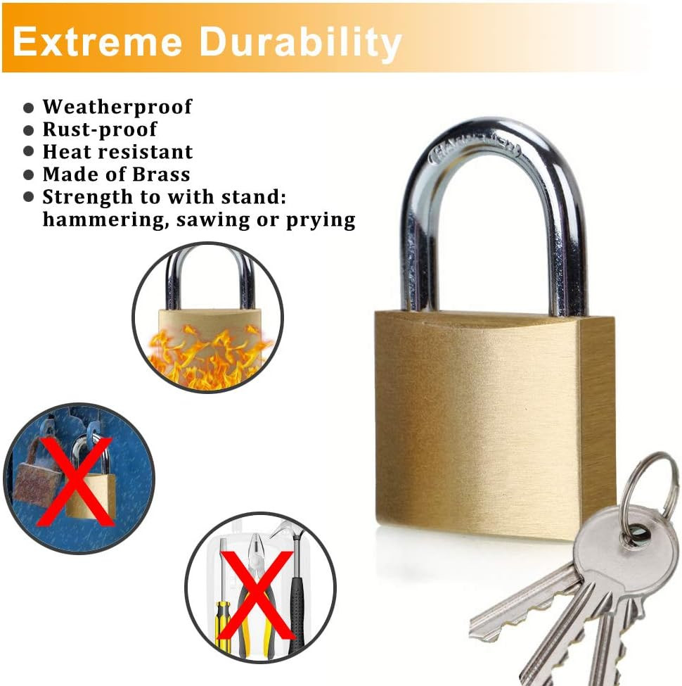 Solid Brass Same Keyed Padlock Keyed Alike locks-40mm-3pack