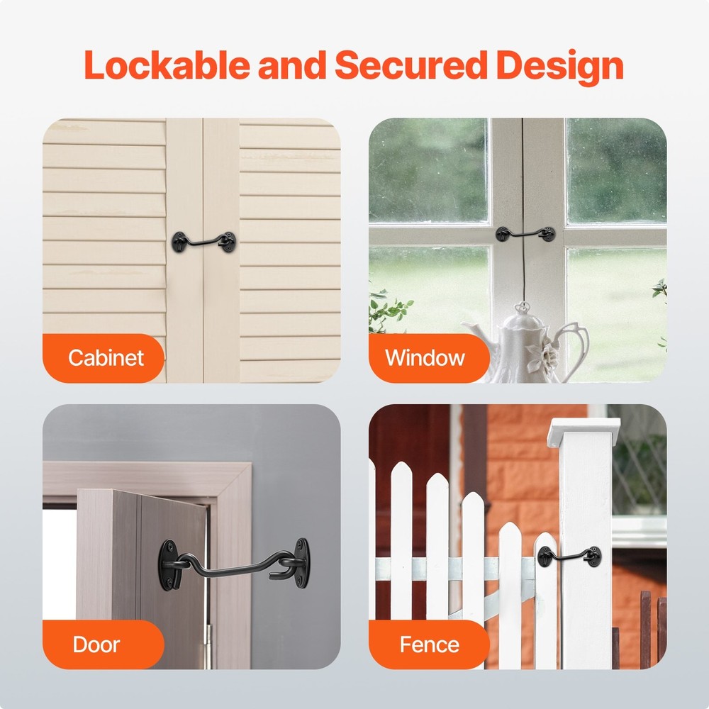 Hook Eye Gate Latch 2 Pack Barn Door Latch Hook Mounting Screws Stainless