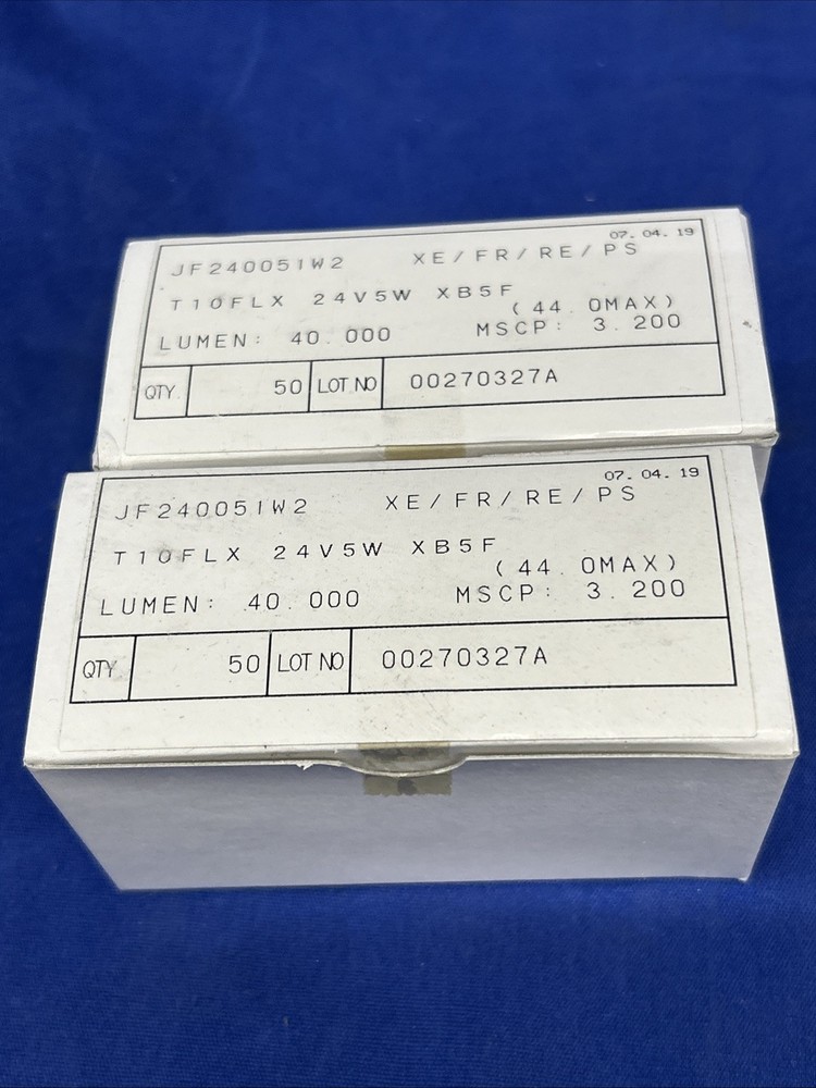 Lot of 100 TOKISTAR JF240051W2 T10FLX 24V 5W XB5F Frosted Xenon Rigid Loop Lamp