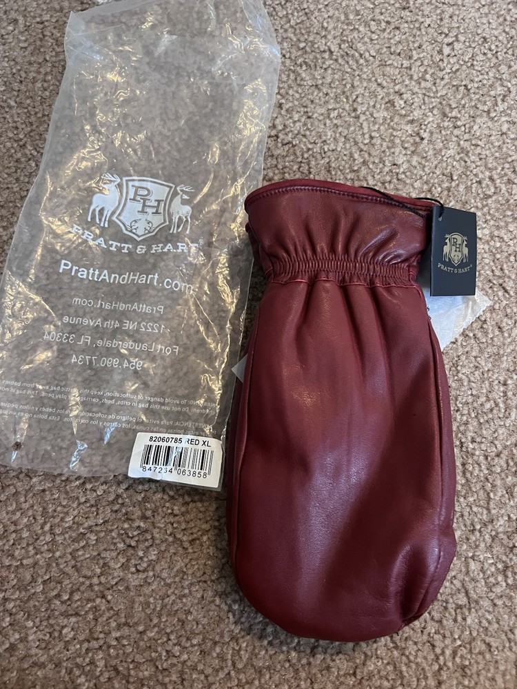 Pratt & Hart Leather Mittens Red XL NWT