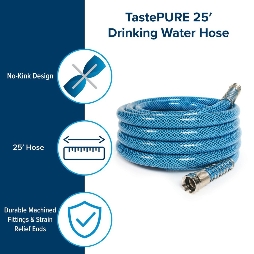 Camco TastePURE 25-Foot Premium Boat And RV Drinking Water Hose 5/8" ID 22833