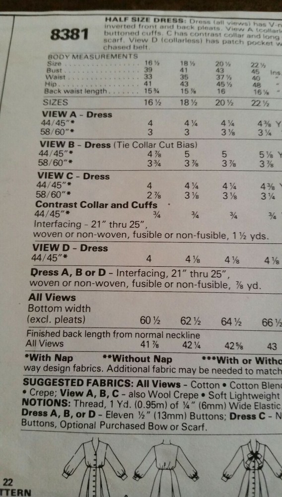 McCalls Uncut Pattern Half Size Dress 838116 1/2 Bust 39