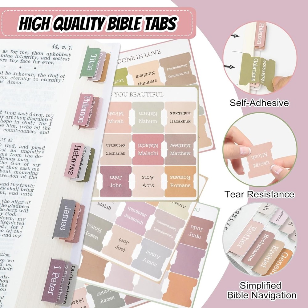Laminated Bible Tabs,75 Tabs,Laminated Bible Index Tabs