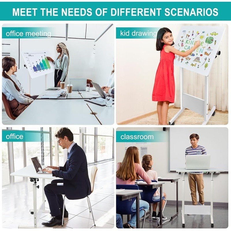 Adjustable Mobile Writing Desk Easy Assembly Tilt Table Compact Workstation New