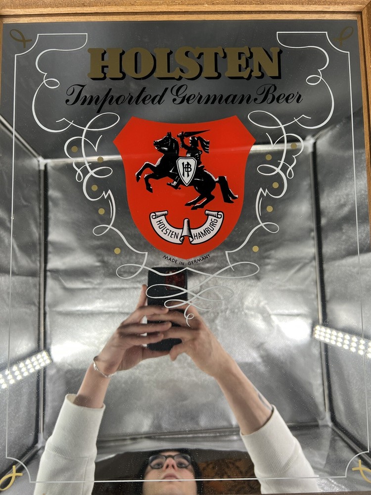 Vintage Holsten Imported German Man Cave Beer Mirror