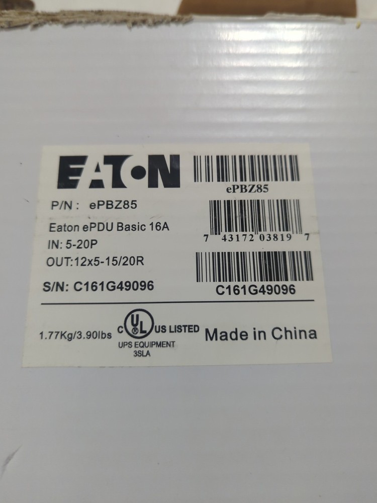 EATON Basic Rack ePDU 20AMP 12 Outlets Model ePBZ85