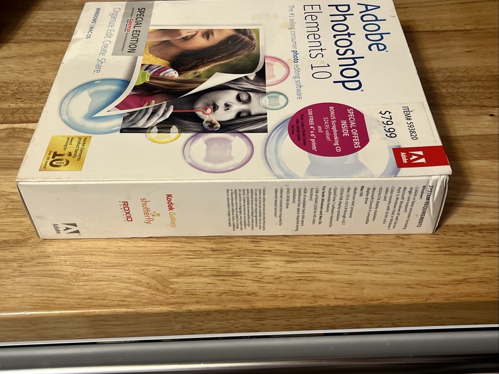 Adobe Photoshop Elements 10 ~ Factory Sealed New ~ PC / Mac OS