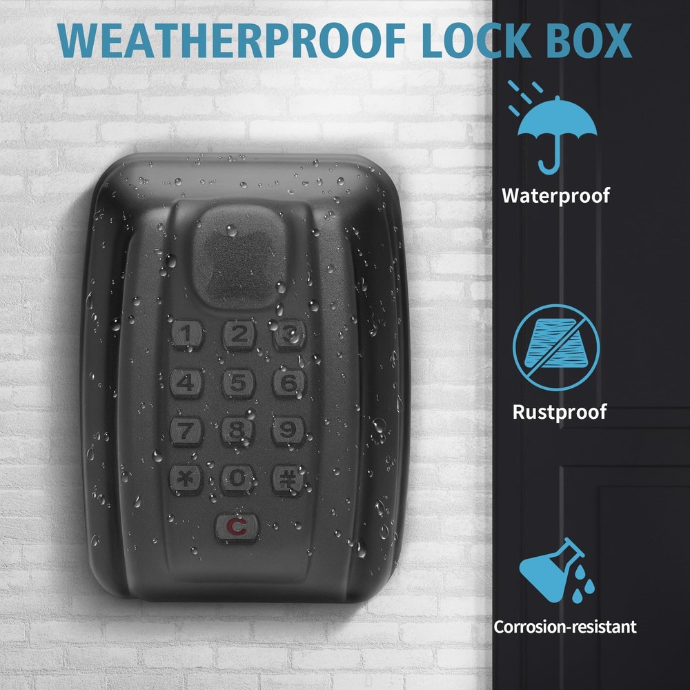Key Lock Box With Code, Large Capacity 9 Digit Combination Lock Box Wall Moun...