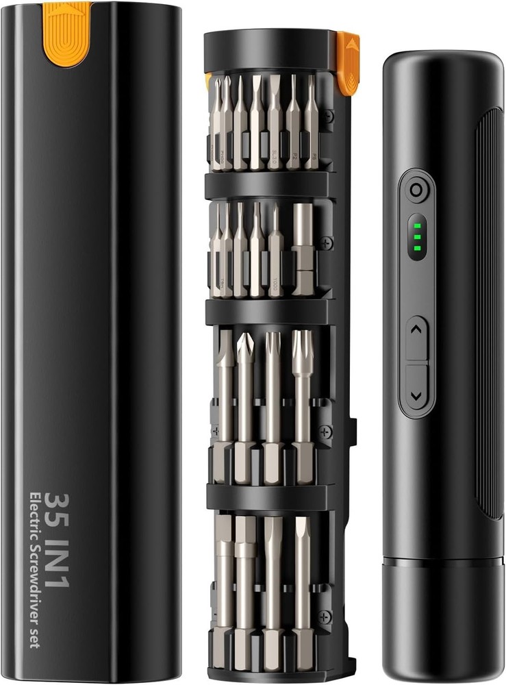 Compact Electric Screwdriver with Forward/Reverse Function & Heavy-Duty Bits