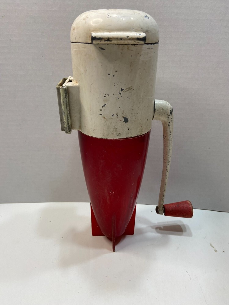 Vintage Dazey Rocket Crank Ice Crusher - Red and White