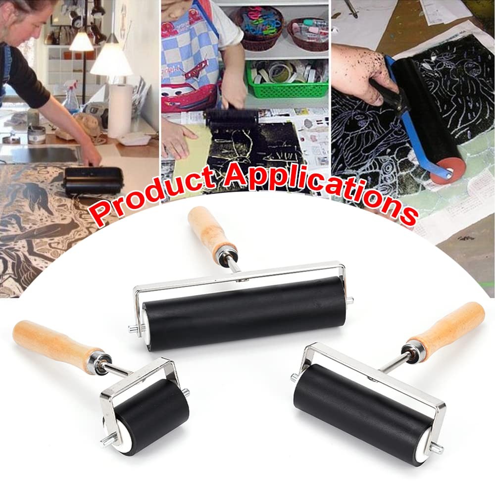 3 Pack Rubber Roller - Brayer Rollers with 3 Size for Crafting Brayer Rollers fo
