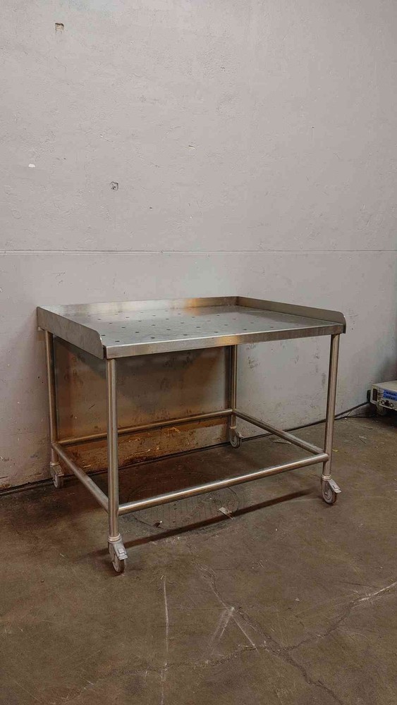 4' Stainless Steel Rolling Lab Table w/ Backsplash(104375)