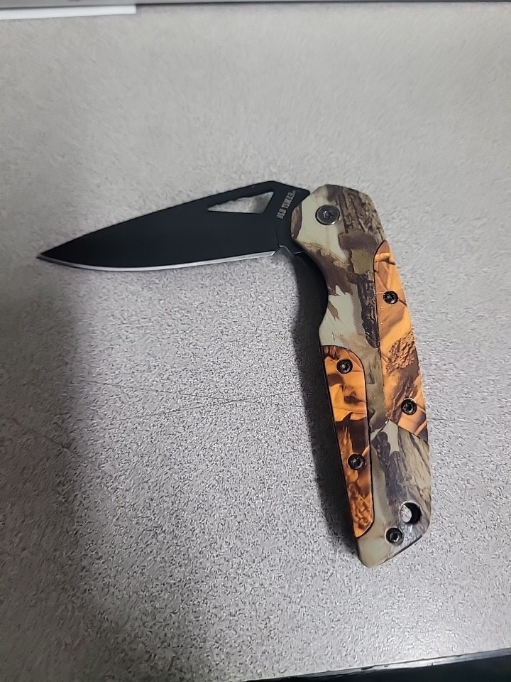 Old Timer Folding Pocket Knife Orange Treebark Camo