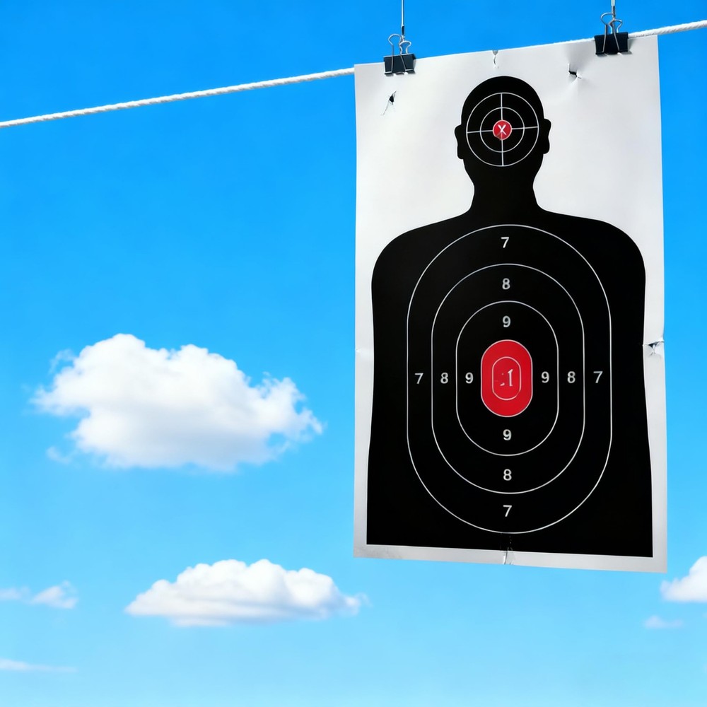 Silhouette Paper Shooting Target for The Range, Aiming 14" x 22", white