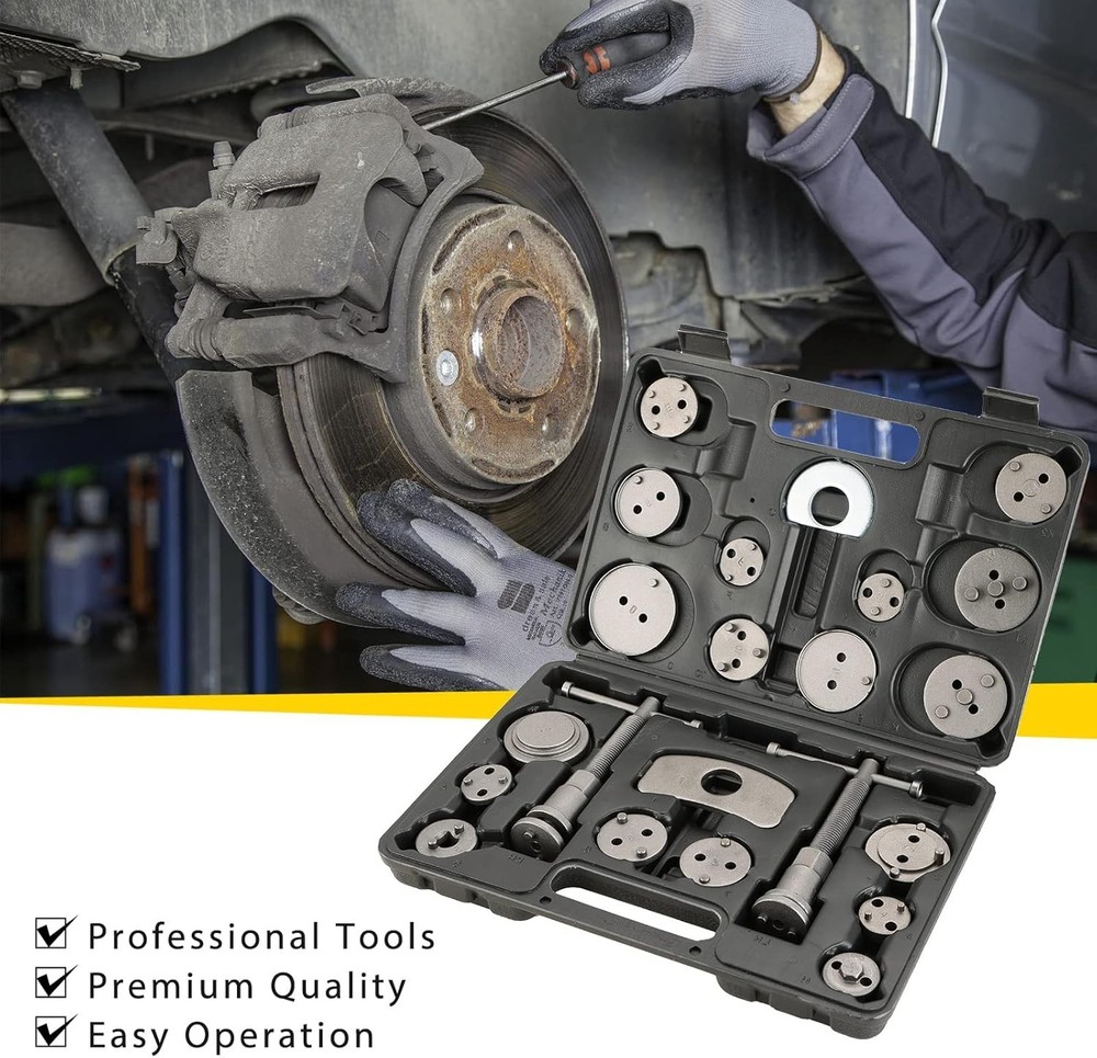 24Pc Brake Caliper Tool Set Compressor Rewind Kit Universal Heavy Duty