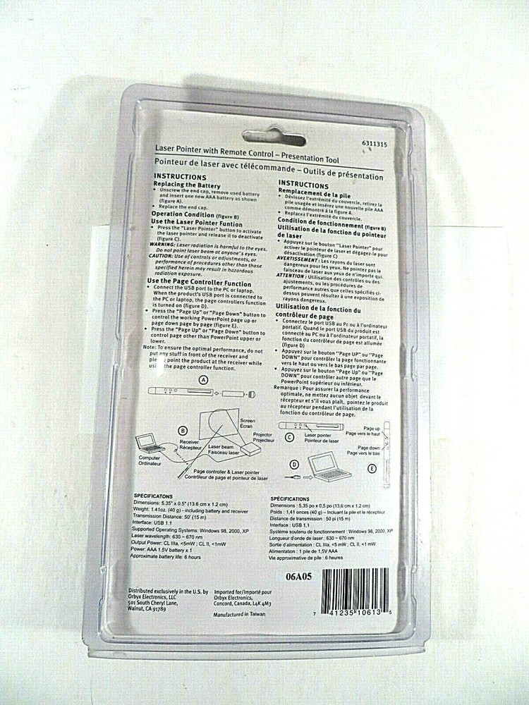 Laser Pointer Remote Control Tool Nexxtech Business Office Presentaion New