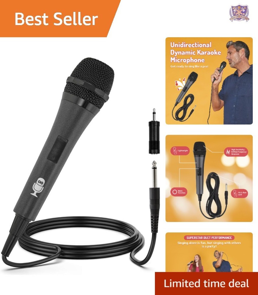 Wired Dynamic Microphone for Karaoke Unidirectional High Sensitivity Black
