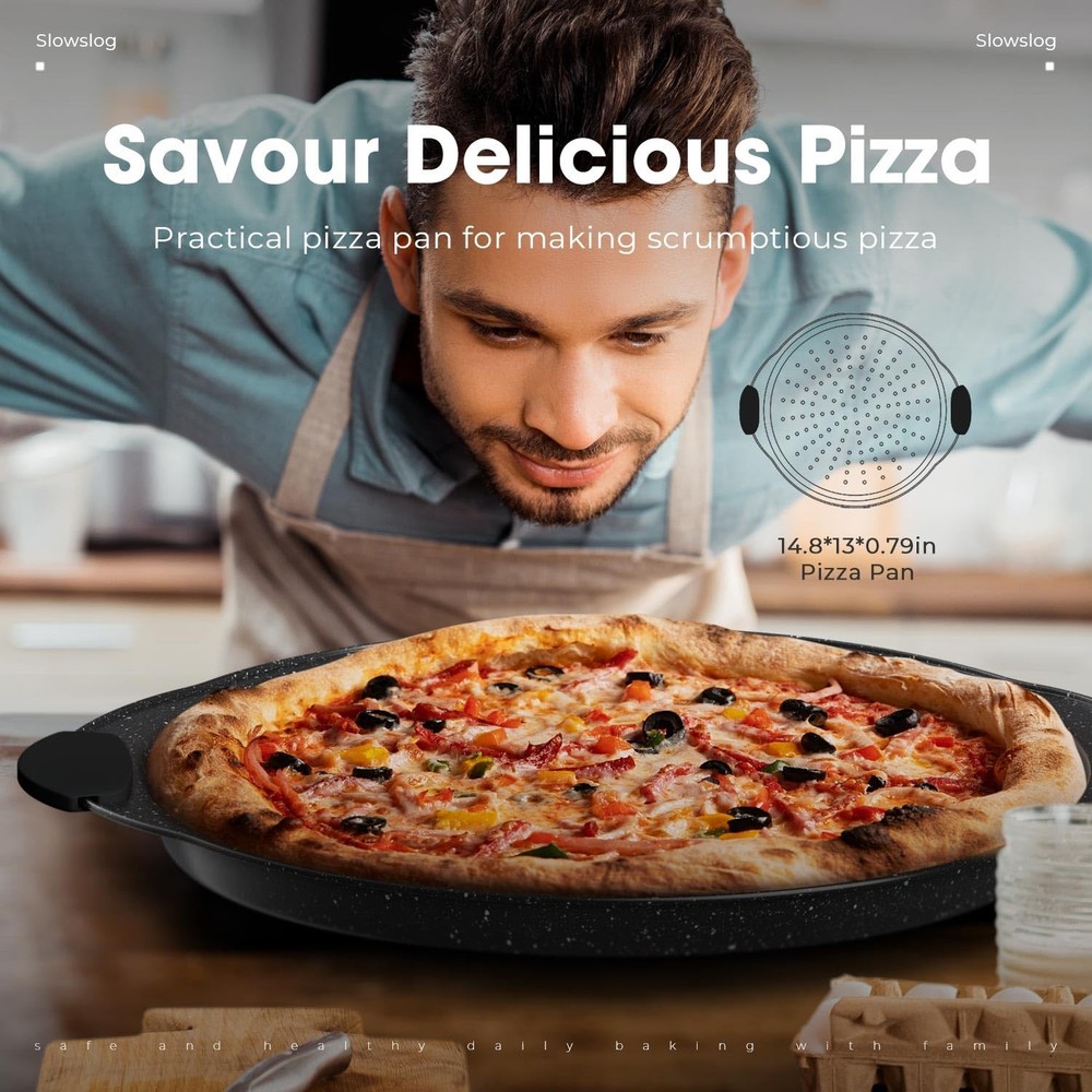 Slow Slog 11-Piece Nonstick Baking Pan Set, Stackable Bakeware Sets, M, Black