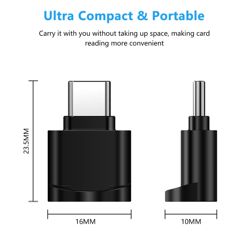 TF Card Reader, Micro SD Type C Memory Reader Black