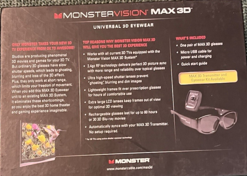 Monster Vision Max 3D Active Eyewear Universal