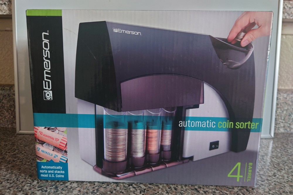 Emerson 4-Barrel Automatic Coin Sorter - Black