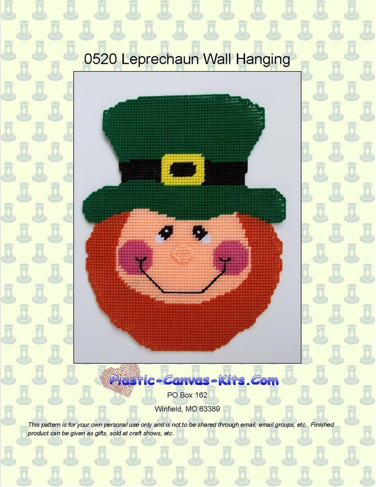Leprechaun-St. Patrick's Day-Wall Hanging Plastic Canvas Pattern or Kit