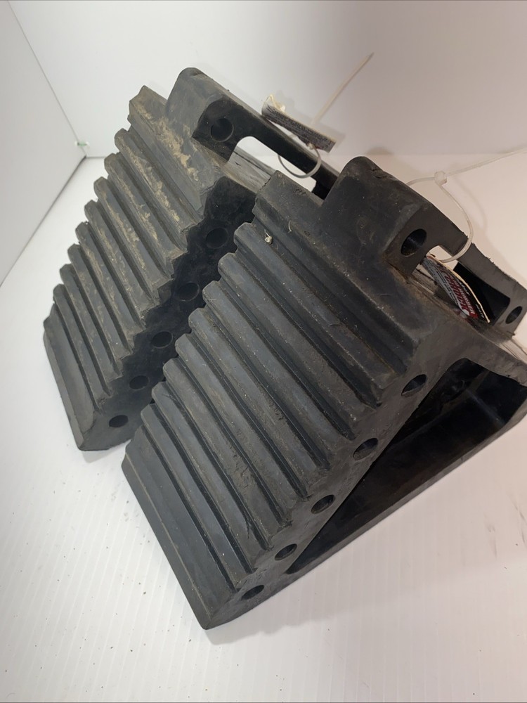 Haul Master Solid Rubber Wheel Chock - 2 chocks -45 degree angle New