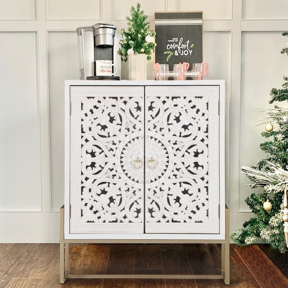 PHI VILLA Accent Storage Cabinet with 2 Doors Buffet Sideboard Entryway Cabinet