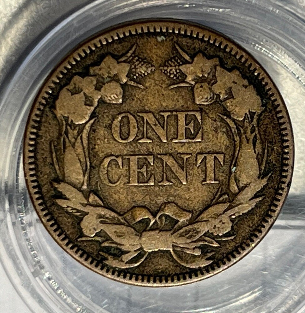 1857 Flying Eagle Cent VF Very Fine Rim Cud