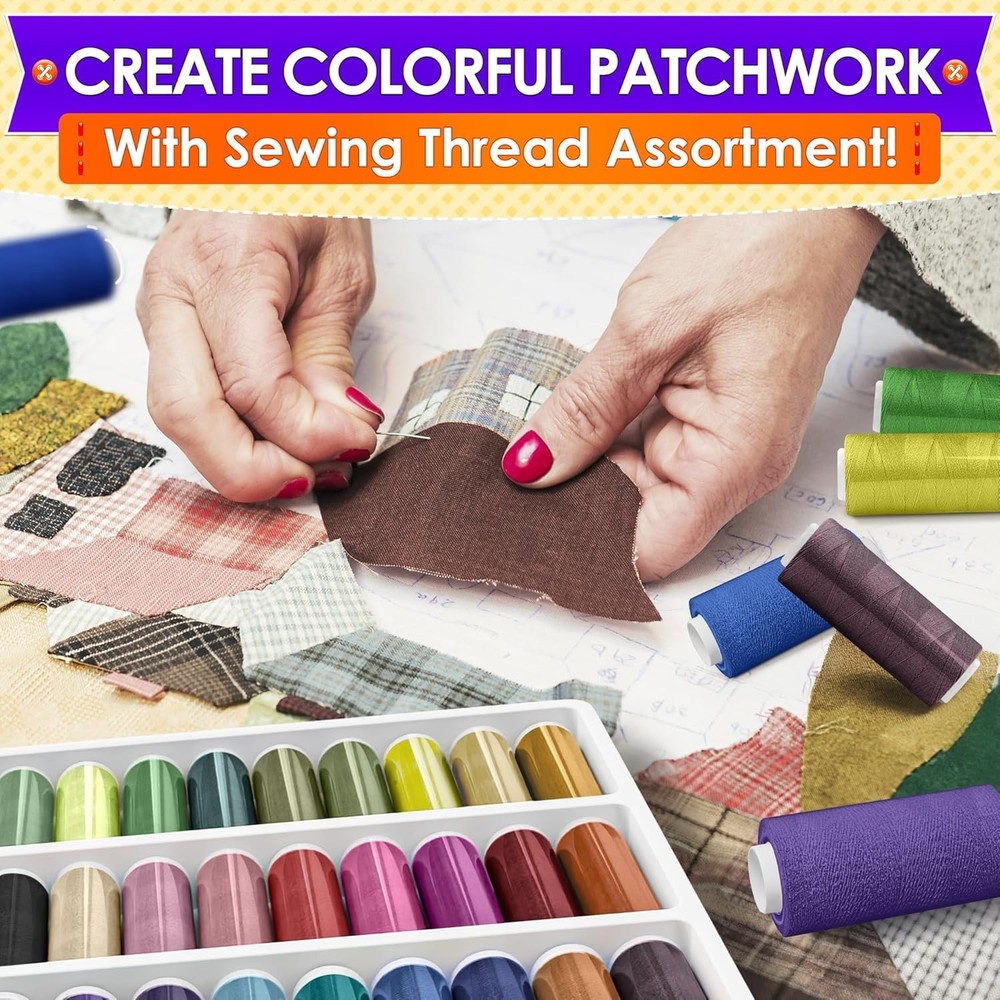 Versatile Sewing Thread Collection 36 Colors 250 Yards Strong Polyester Spools