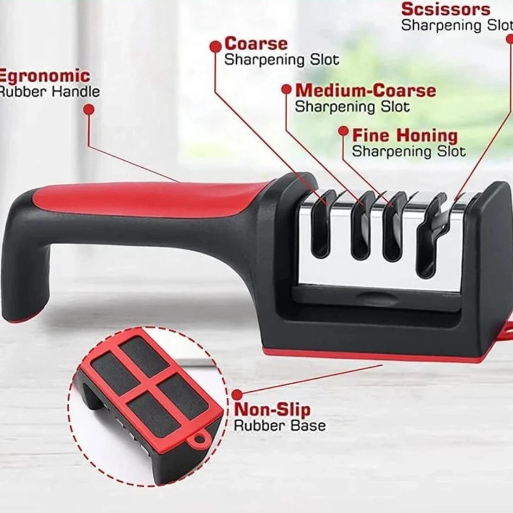 Knife Sharpener Professional Ceramic Kitchen Sharpening System, 4 Slot